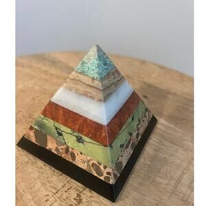 Multi-Gemstone Pyramid Figurine Paperweight